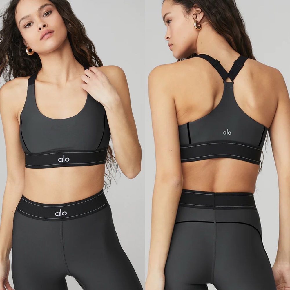 ALO Airlift Suit Up Bra Anthracite/Black Small